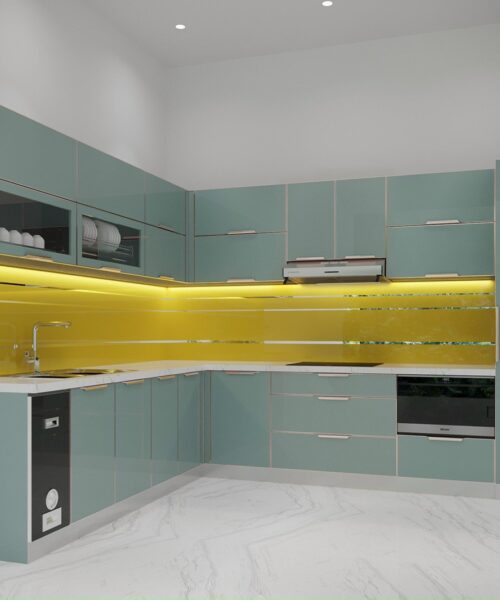 Tủ bếp inox cánh kính 0001